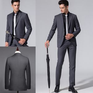 Homens de alta Qualidade Ternos Customizados Noivo Smoking Slim Fit Noivo Traje Formal Melhor Terno Dos Homens Para Casamentos (Jacket + Calças)
