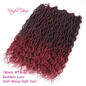 Dreadlocs التضخيم التضخيم الشعر آلهة locss faux locs مجعد 18 بوصة الكروشيه الضفائر الاصطناعية للنساء السود قابلة للتعديل