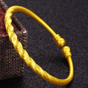 Twisted Cuff Bangle 18k Yellow Gold Filled Womens Bracelet Solid Jewelry Classic Style Fashion Accessories Dia 6cm