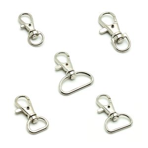 100pcs lot Matel Snap Hooks Rotary Swivel For Backpack Webbing 9mm-25mm Nickel Plated Lobster Clasps