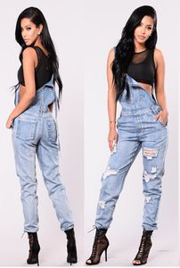 Women Overalls Washed Denim Jeans Jumpsuits Long Trousers Pants Fashion High Street Cool Jeans Suits Women Clothes Loose Jeans Outfit