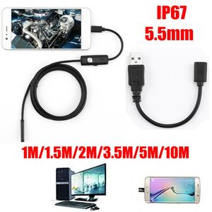 Aqkey 5.5mm Lens 6LED USB Endoscope Camera Waterproof Wire Snake Tube Inspection Borescope For OTG Compatible Android Phones