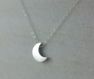 cute little half moon chain necklace simple crescent small silvery for sky universe planet class ladies Lucky woman mother men s family gifts jewelry