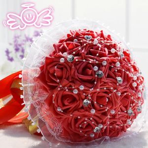 18 fiore rosso bouquet da sposa regalo di nozze fiore artificiale agente all'ingrosso