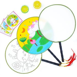 24 cm Sommer Runde Hand Fan Blank DIY Schreiben Weiß Seide Malerei Fans Hochzeit Party Show Geschenk Bevorzugung Event liefert QW7472