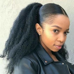 Naturalne Human Włosy Ponytail Hairpiecces Clip In High Afro Kinky Kręcone Human Hair 160g Sznurek Ponytail Hair Extension dla czarnych kobiet