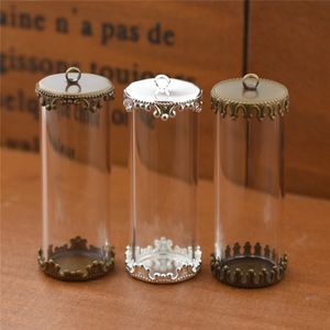 40x15 mm holle glazen buis met inzetting basis glas inflitsende flesjes hanger Mini Bottle Charms Globe sieraden bevindingen