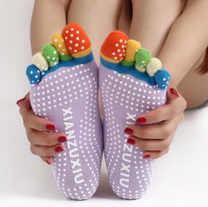 Women Yoga Toes Socks Fitness Dance Sport Exercise Full Five Fingers Socks Non Slip Dots Massage 8 Color Girls sock