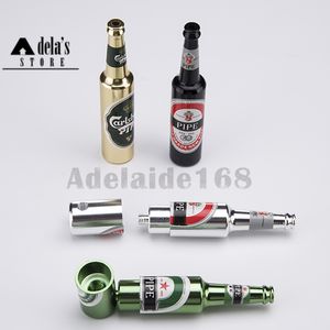 Cerveja garrafa de metal fumo tubo de mão pequeno grande mini tabaco o óleo queimador filtro martelo canal portátil erva fumar