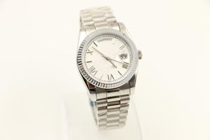 high quality 228206 watch man automatic stainless steel two scale silver case stripe white dial 40mm 3-pin folding clasp dual calendar