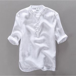 2017 neue modemarke männer shirt kurzarm freizeithemd männer leinen kleidung herrenhemden flachs camisa masculina chemise 3XL