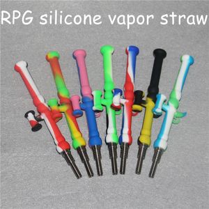 Silicone Nectar Collector Mini Water Pipes with GR2 Titanium Nail 10mm Concentrate Dab Straw Silicon Oil Rigs