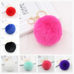 Fluffy Faux Rabbit Fur Ball Charm Pom Pom Pom Pomar Brelok Handbag Kluczowe Ring 18 Kolory