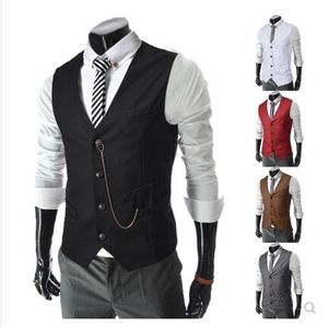 Formell Mäns Waistcoat Ny Ankomst Fashion Groom Tuxedos Wear BrideGroom Västar Casual Slim Vest Custom Made With Chain