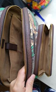 Fashion Mens Womens Rucksack mit Reißverschluss 428027 SOHO Klassische Tasche echte Leder -Leinwandmarke Tigergrün gedruckter Muster -Rucksäcke