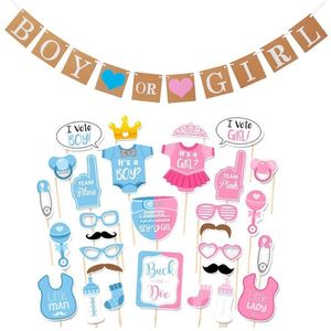 Baby Shower Party Decorations Boy or Girl Gender Reveal Party Supplies with Photo Booth Props