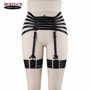 Womens Sexy Garter Belt Black Elastic Adjusted High Waist Stocking Suspender Lingerie Punk Harajuku Erotic BDSM Bondage Harness