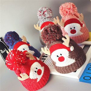 Cartoon Babymützen woolen Beanie häkeln Outdoor Hut Winter Kinder Beanie Elch drucken Kind Strickmützen warme Beanie kid421