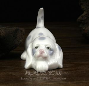 Mini ceramic Spotted dog statue home decor crafts room decoration vintage dog ornament porcelain animal figurines Children gifts