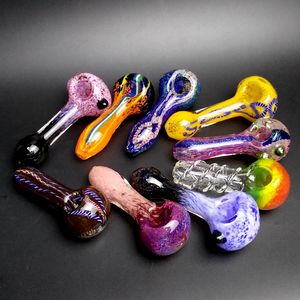Tubos de vidro fumando soprado à mão lindamente artesanal tubos de fumantes coloridos Herb Perena Lollipop colher colorido tubo de mão