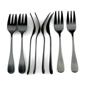 Set da tavola per ristorante Set di posate per posate in argento titanio nero opaco 6 pezzi forchetta per torta
