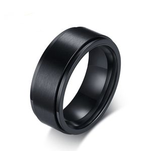トレンディなメンズの結婚指輪ユーロ米スタイル8mmステンレススチールブラックメンズスピナーリングサイズ8 男性のジュエリー