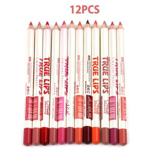 Menow 12 sztuk / zestaw Profesjonalny Liner Liner Ołówek Wodoodporna Drewniana Konturowa Pióro Matte Lipstick Lip Tattoo Pen