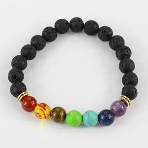 Wholesale reiki chakra resale online - Muti color Design Mens Bracelets Black Lava Chakra Healing Balance Beads Bracelet For Men Women Rhinestone Reiki Prayer Stones