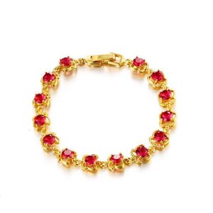 Griffes Rouges achat en gros de B Bracelets de zircon cubique rouge vert pour les femmes plaqué K d or pur plaqué de haute qualité