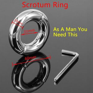 Cockrings Male Scrotum Bondage Cock Penis Pendants Stainless Steel Ball Oschea Stretcher Testis Rings Chastity Device Bdsm Sex Toy 2 Size