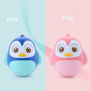 2018 Funny Cute Baby Toy Rattles Nodding Tumbler Doll Toy Develop Baby Intelligence Moving Eyes Hand Bell Rattle Soft Teeth Glue Baby Toys