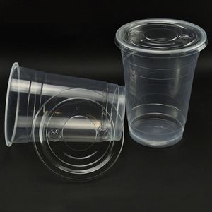 34oz 1000ml Clear Disposable Plastic Cups Fruit Salad Water Cup with Lid For Lovers Outdoor Travel Birthday Party QW8952