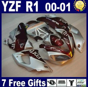 Kit carenatura di alta qualità per carene Yamaha YZF R1 2000 2001 argento rosso set YZFR1 00 01 GF47