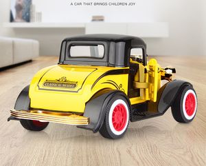 Cartoon-Legierungsauto-Modellspielzeug, Oldtimer, Pickup-Truck, Schulbus mit Licht, Ton, Rückzug, für Kindergeburtstagsparty-Geschenke, Sammeln