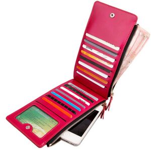 محفظة جلدية للنساء RFID حظر BIFOLD PU منظم فتحات البطاقة المتعددة مع محافظ عملة سحاب مزدوجة