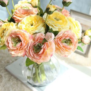 4pcs / lot simuleringstee rose fabrik hem dekoration bröllop hålla blommor väg citerad blomma vägg ros