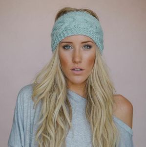 Dziewczyna Ciepłe Uszy Dzianiny Opaski Głowy Wełna Crochet Turban Zima Headwrap Szeroki Rozmiar Elastyczne Włosy Zespół Akcesoria Do Włosów Solid