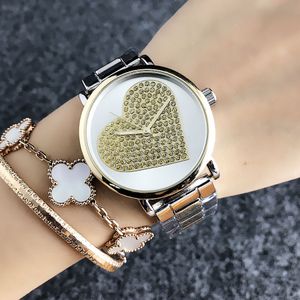 Fashion Wrist watch FOSS Brand Women's Girl crystal Love heart style metal steel band quartz watches FO7220