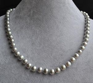 Prawdziwy naszyjnik z pereł, szary kolor Real Pearl 18 cali 7.5-8 MM Naturalne słodkowodne Pearl Jewellery, Nowa Darmowa Wysyłka