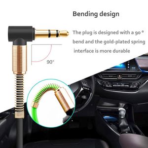 Aluminium Alloy Car Aux Kable 3,5 mm Mężczyzna na Męski Light Kąt Samochód Pomocniczy Przewód Kabel Audio do telefonu PDA MP3 Car Stereo