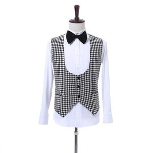 Nova moda Houndstooth Coletes de Algodão Espinha de Peixe estilo Britânico Colete Dos Homens alfaiate slim fit Coletes Desgaste do casamento para homens NO: 02