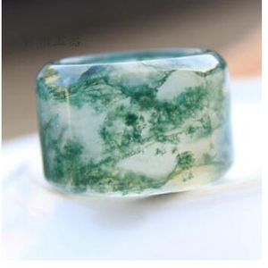 Wassergras-Achat-Ring-Ring-Herren-Finger-Finger-Chalcedon-Jade-Ring