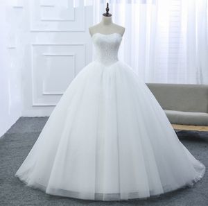 2018 Simple Cheap Ball Gown Wedding Dresses Sweetheart Top Lace Wedding Gowns New Court Train Bridal Dress Robe De Mariage Vestido De Noiva