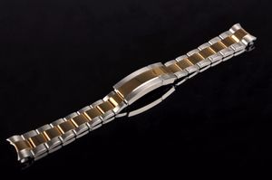 20mm New Middle Half Gold Two Tone Polished Brushed 316L Solid Stainless Steel Metal Curved End Watch Band Belt Strap Bracelets267z