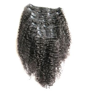 Clip spessa vergine nell'estensione dei capelli 100g Capelli ricci crespi afro Capelli economici Clip Ins Estensione Fasci ricci crespi brasiliani Deal Capelli umani