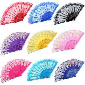 Luxury Floral Lace Hand Fans Rose Pattern Glitter Style Party Dance Folding Hand Fan Dance Party Kraft Gifts