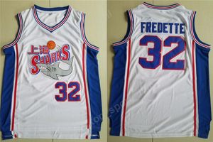 Yeni Stil 32 Jimmer Fredette Shanghai Sharks Formalar Erkekler Üniversite Koleji Film Basketbol Fredette Jersey Takımı Beyaz Dikişli