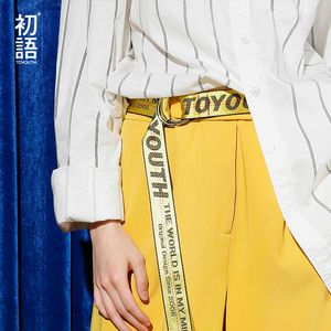 Neue Mode Frauen Gürtelstickerei Brief Gedruckt Gelbe Gürtel Gewebt Weibliche Taillenbänder Moderne lange Hose Zubehör