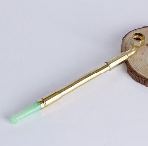 Мини-портативный многофункциональный пластиковый мундштук с телескопическим прямым стержнем для сухого табака и новой позолоченной трубкой