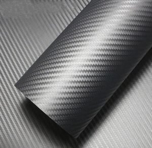 1 52 28m PVC Selbstklebende Blase 3d Silber Carbonfaser Car Wrapping Vinyl2017